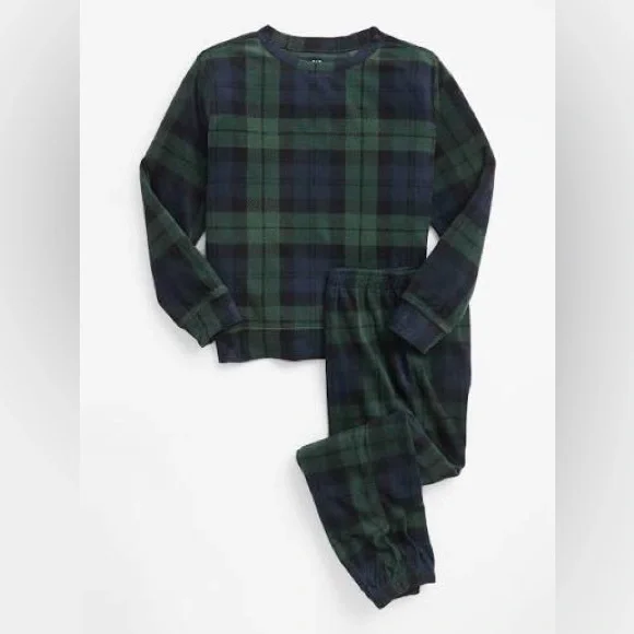 🆕 NWT GAP Dark Blue & Dark Green Plaid Pajama Set Sz 2T - Picture 1 of 2